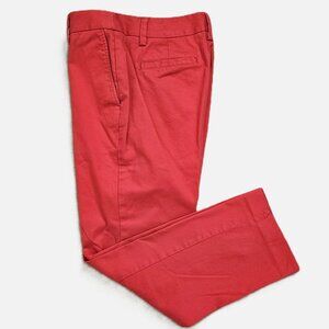 Land's End Mid Rise Straight Leg Ankle Pant Coral Red